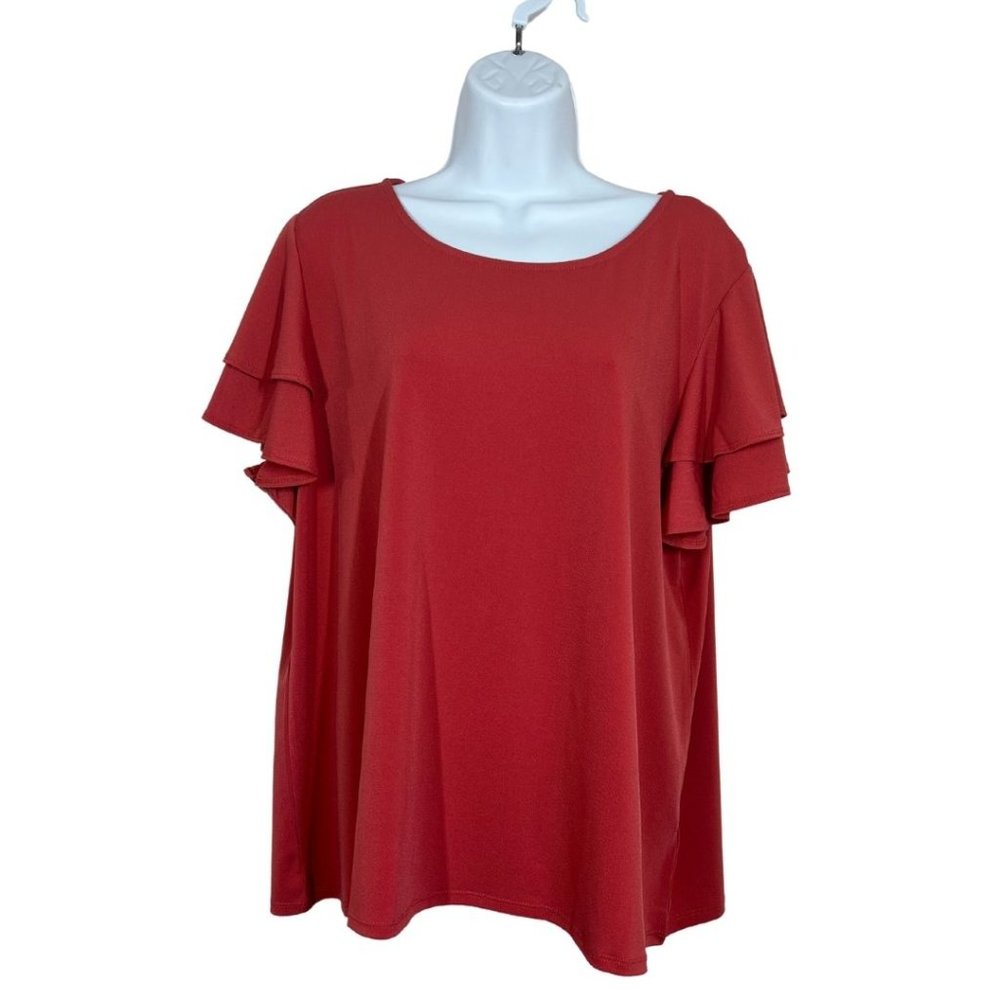 Adrianna Papell Petal Sleeve Loose Fit Top Size 2X
